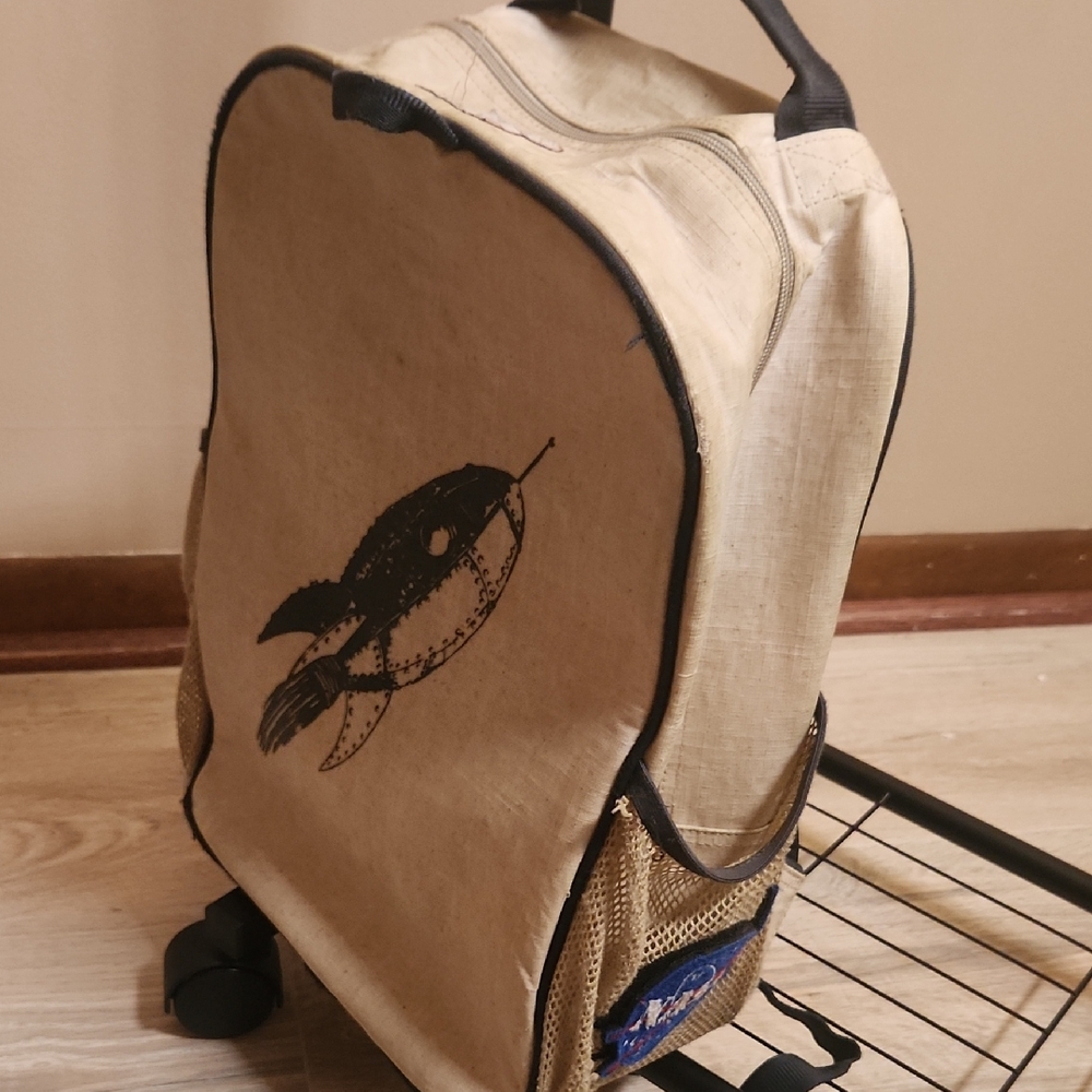 Nasa Beige Backpack with Patch Details